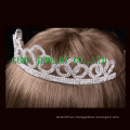 Tiara blanca cristalina del desfile de la corona caliente del rhinestone de la manera de la venta